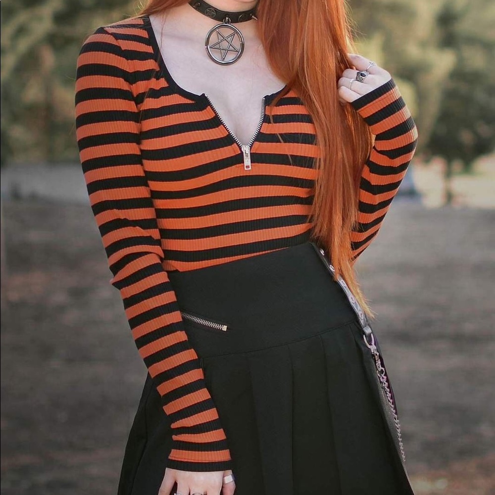 Killstar Izora Ribbed Top Pumpkin